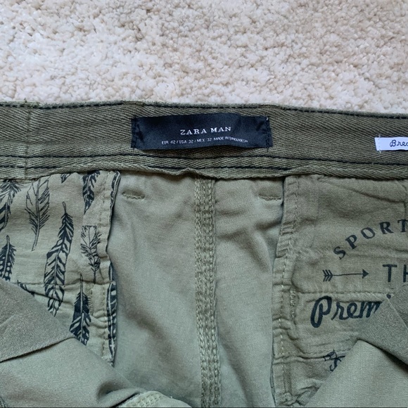 Zara Man Green Khaki Pants - Size 32 - Picture 6 of 6